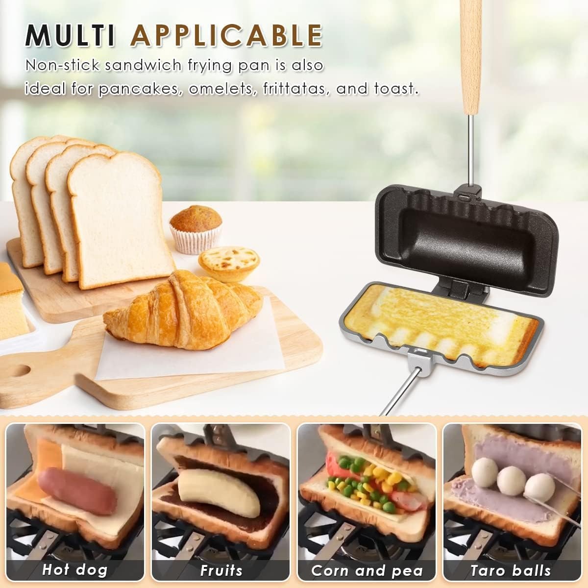 Premium Double-Sided Nonstick Sandwich Maker Pan – Aluminum Detachable Frying Skillet for Breakfast, Toast & Pancakes