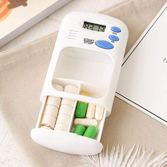 Smart Electronic Pill Dispenser with Alarm Reminder & LCD Timer - Portable 2-Compartment Medicine Organizer