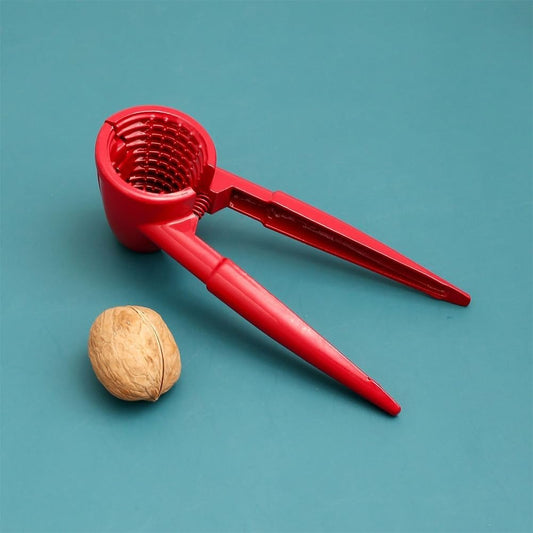 Premium Heavy-Duty Aluminum Nutcracker Tool with Ergonomic Handle & Nut Pick - Red