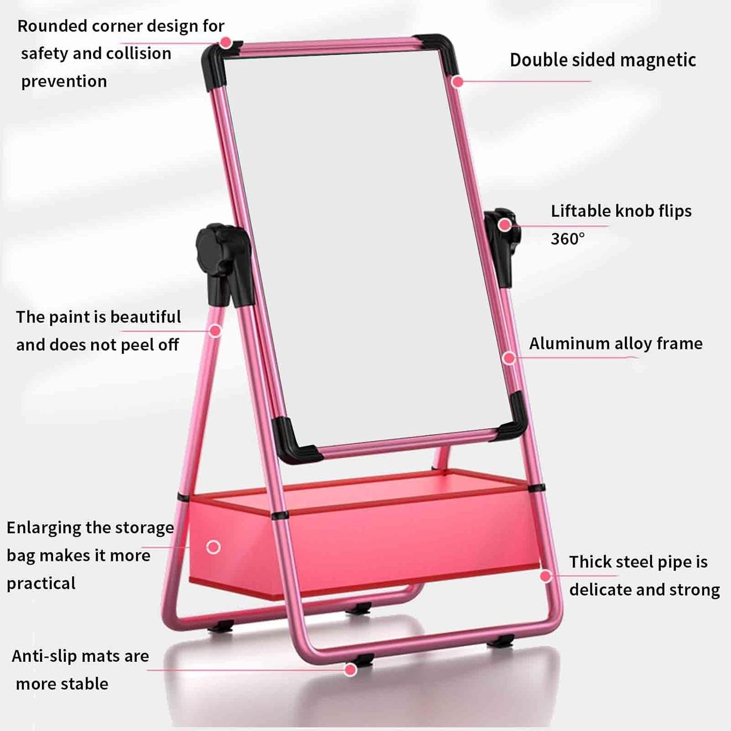 Adjustable Kids Art Easel - Double-Sided Magnetic Whiteboard & Erasable Chalkboard with Storage Tray