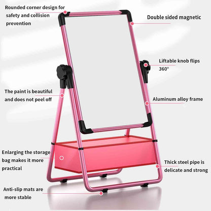 Adjustable Kids Art Easel - Double-Sided Magnetic Whiteboard & Erasable Chalkboard with Storage Tray