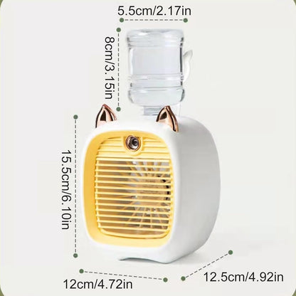 Cute Cat Ear Portable Mini Air Conditioner Fan with Dual Spray Humidifier & 3 Speeds