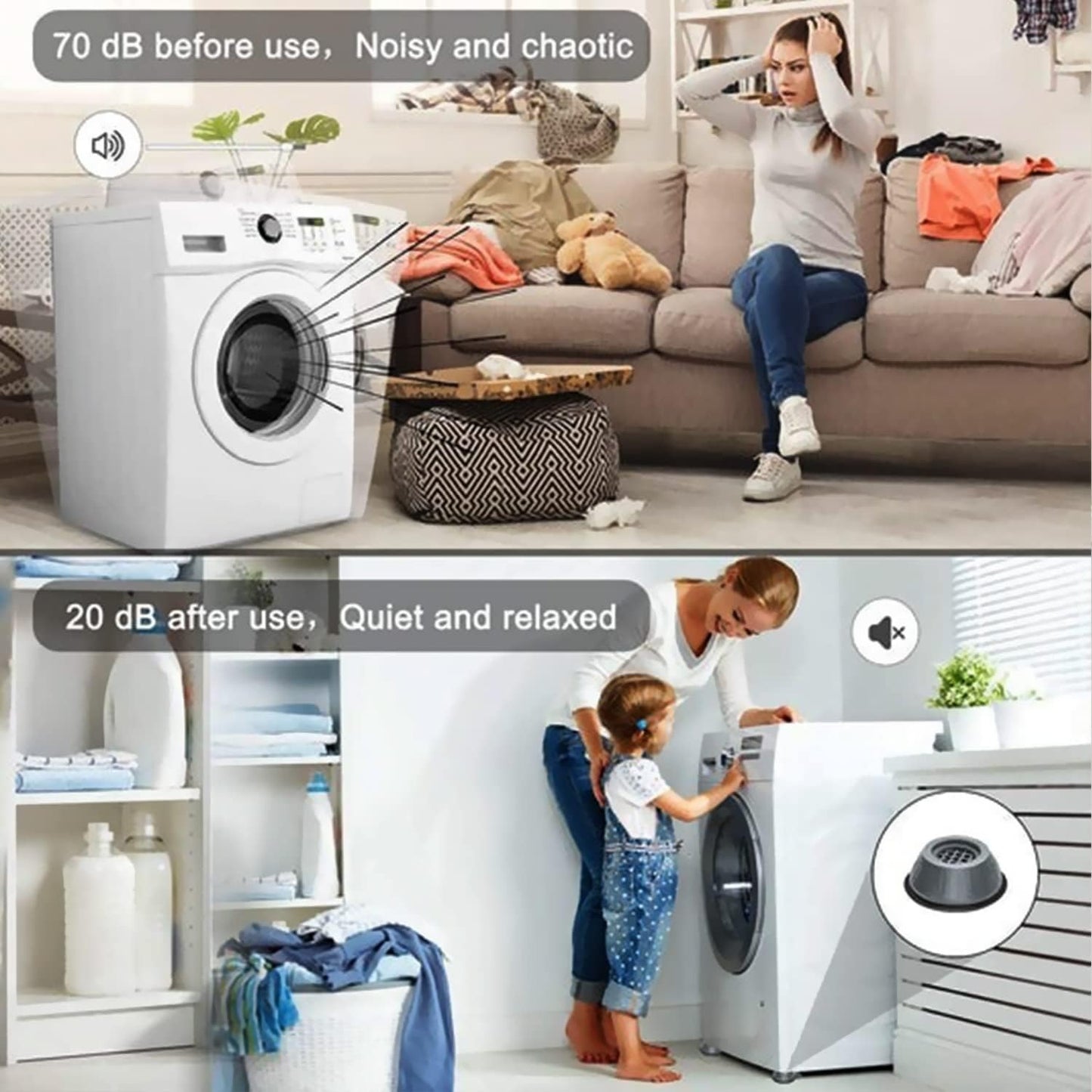 Premium Anti-Vibration Washing Machine Pads - Set of 4 Noise Cancelling & Shock Absorbing Furniture Feet
