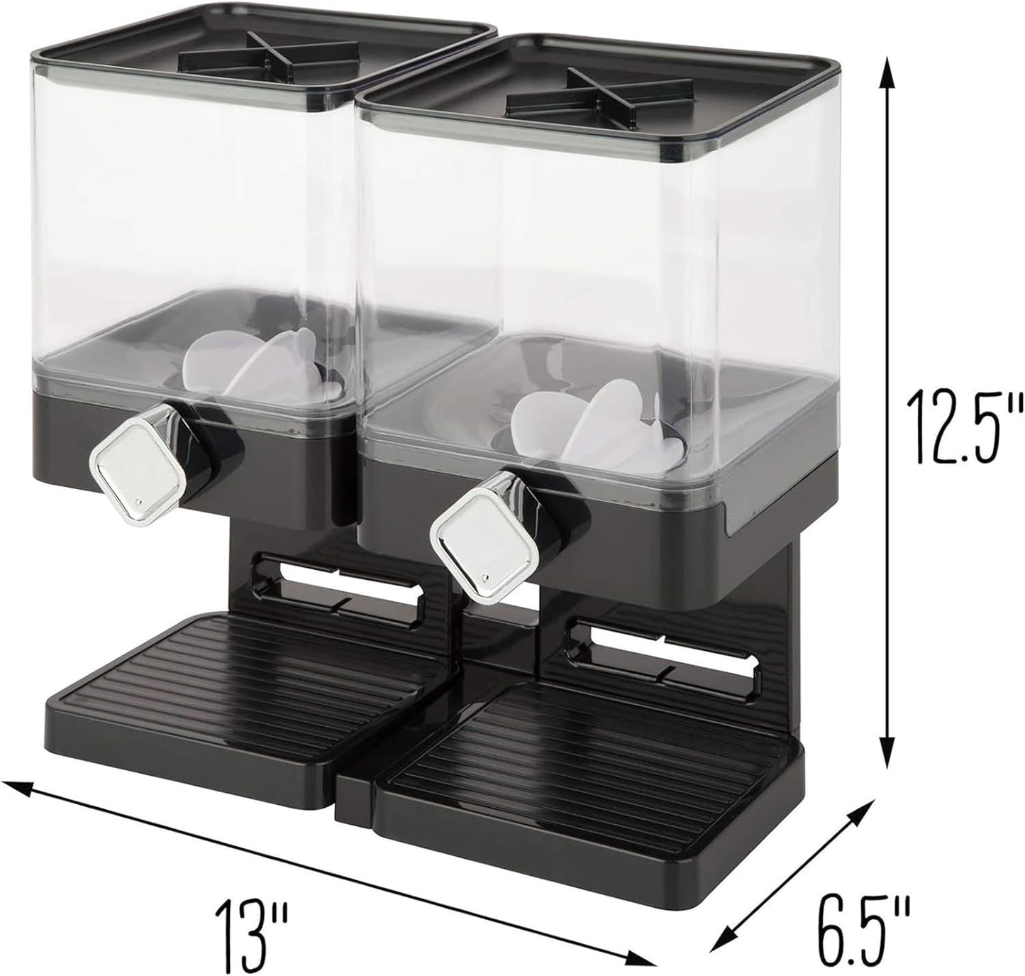Double Cereal Dispenser - Premium Countertop Dry Food Storage & Snack Dispenser with Portion Control