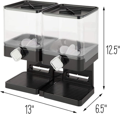 Double Cereal Dispenser - Premium Countertop Dry Food Storage & Snack Dispenser with Portion Control