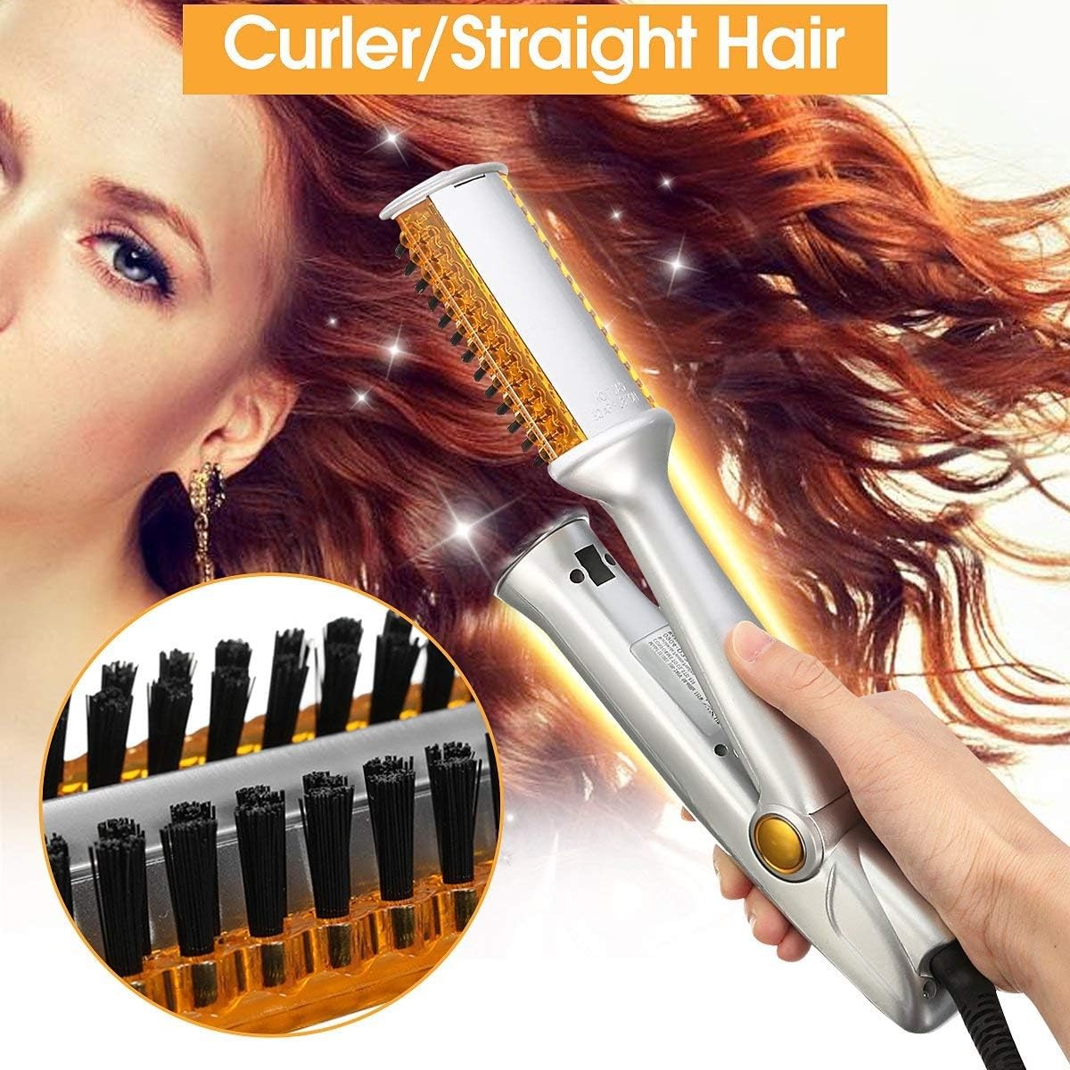 Professional 3-in-1 Motorized Rotating Hair Straightener & Curler - Multi-Functional Hot Styling Iron with Adjustable Temperature