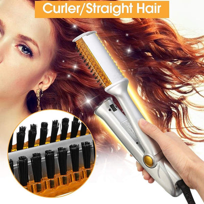 Professional 3-in-1 Motorized Rotating Hair Straightener & Curler - Multi-Functional Hot Styling Iron with Adjustable Temperature