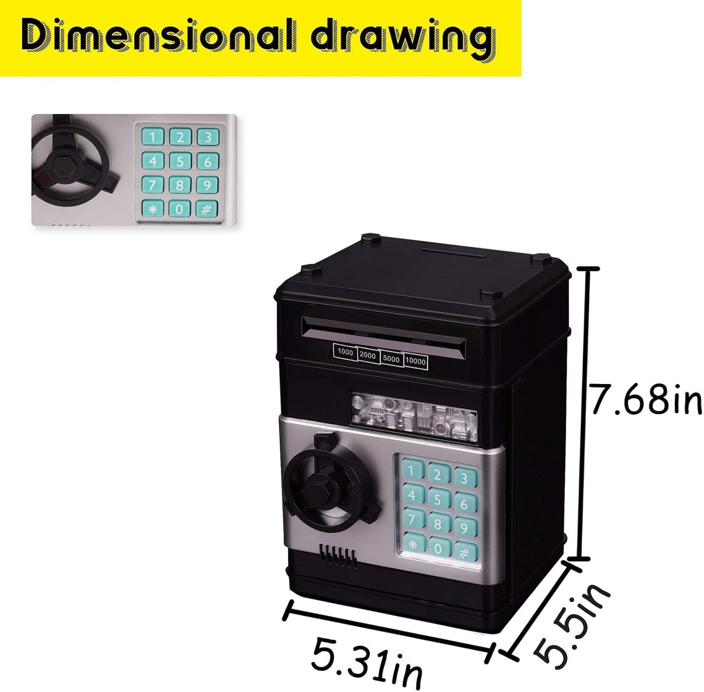 Premium Electronic Mini ATM Piggy Bank for Kids and Adults - Smart Password Safe