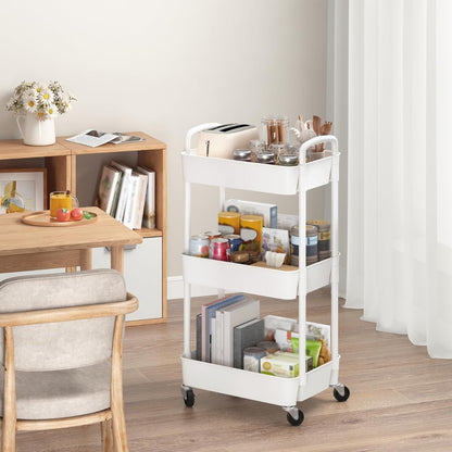 3-Tier Rolling Utility Cart with Wheels – Multi-Functional Mobile Storage Organizer