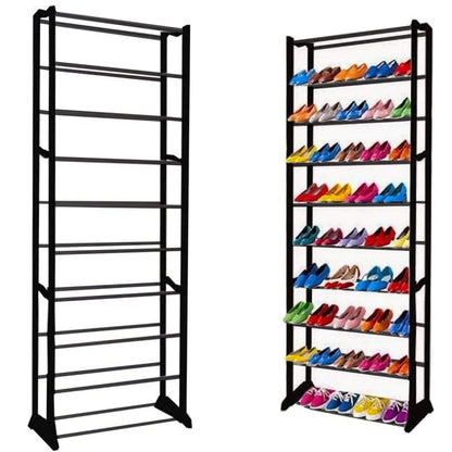 10 Tier Shoes Heels Storage Organiser Stand Shelf Rack Holds 30 Pairs Shoes