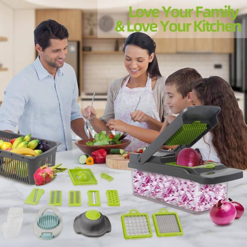 zishnav Multipurpose Chopper - Fruits & Vegetable Cutters Vegetable & Fruit Slicer  (14 IN 1 chopper)-KYAMSTORE