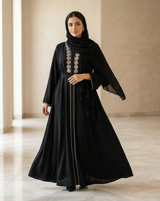 Knight’s Armor Black Abaya - Luxury Dubai Everyday Wear