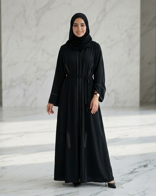 Shadows Black Abaya - Luxury Dubai Everyday Wear