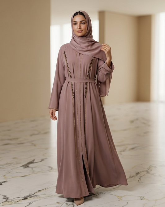 Prosciutto Color Abaya - Luxury Dubai Everyday Wear