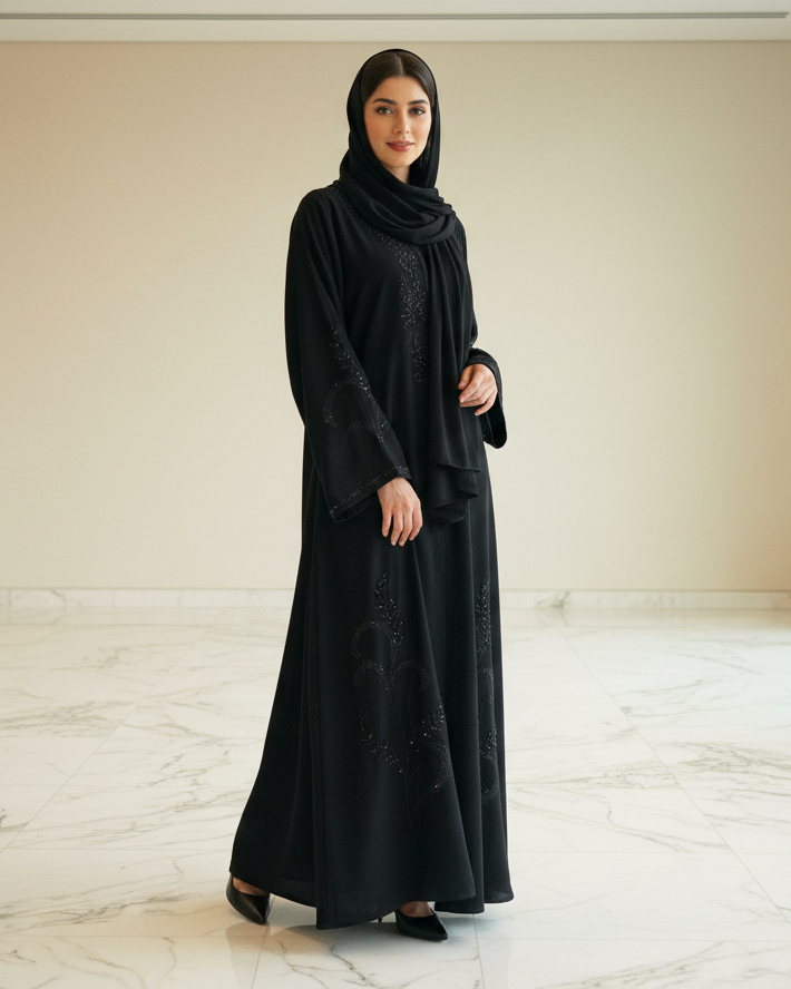 Iron Color Abaya - Luxury Dubai Everyday Wear