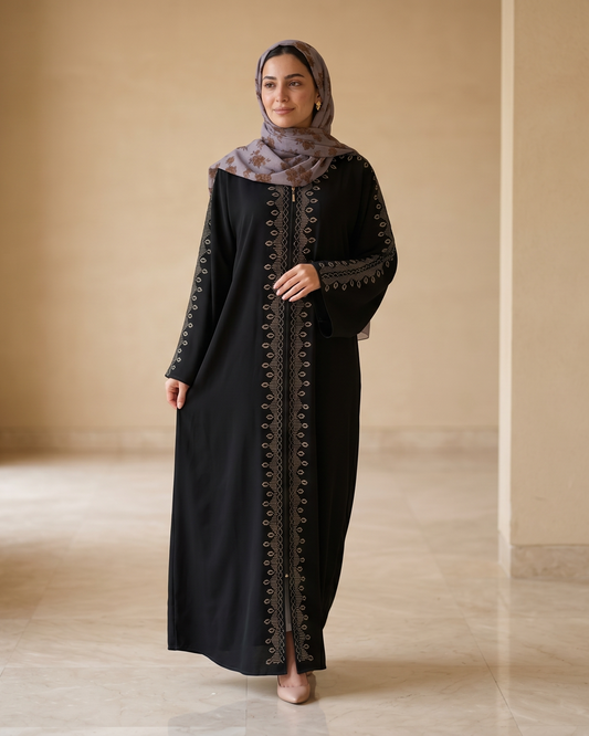 Nightfall Black Abaya - Luxury Dubai Everyday Wear