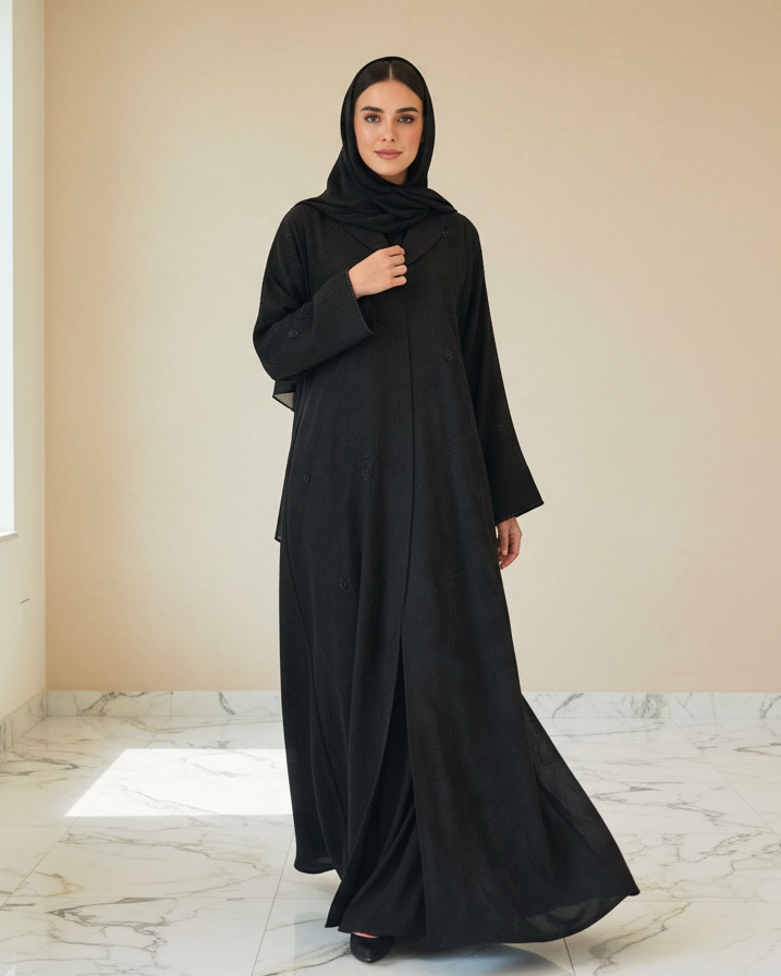 Gotham Black Abaya - Luxury Dubai Everyday Wear