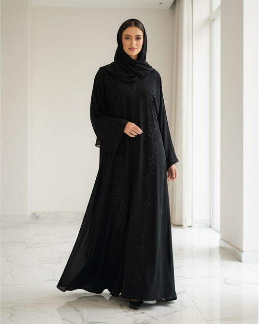 Stone Cold Black Abaya - Luxury Dubai Everyday Wear