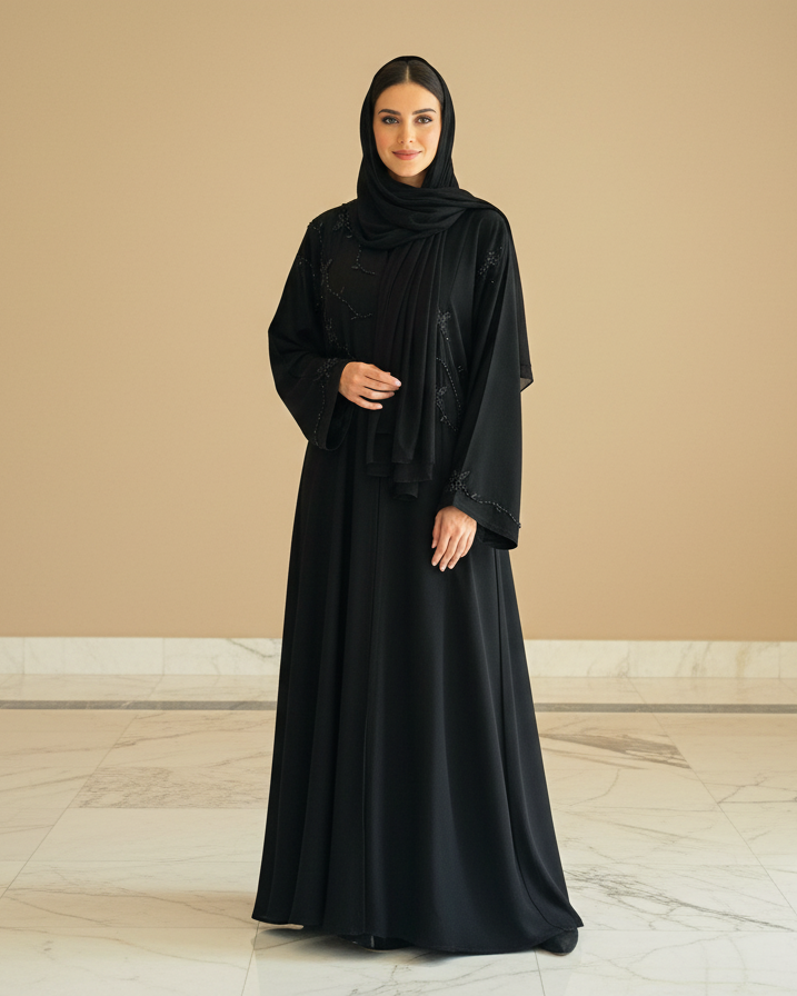 Urban Chic Black Abaya - Luxury Dubai Everyday Wear
