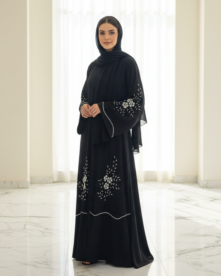 Black Orchid Abaya - Luxury Dubai Everyday Wear