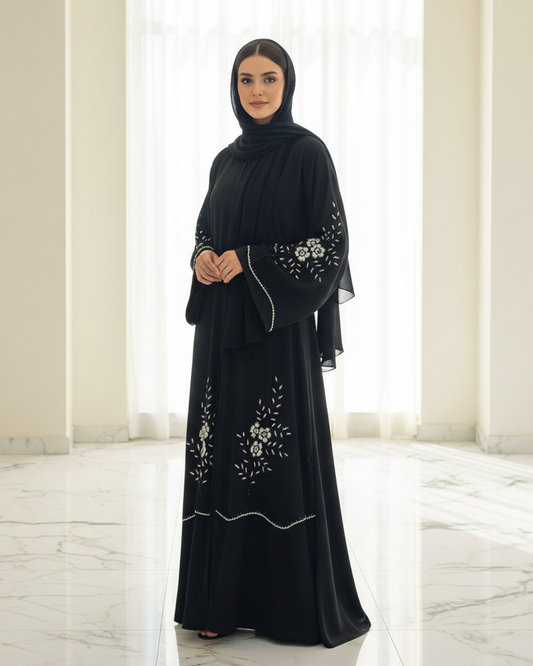 Black Orchid Abaya - Luxury Dubai Everyday Wear