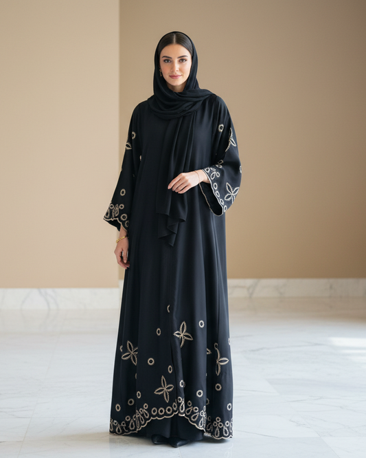 Fiord Black Color Abaya - Luxury Dubai Everyday Wear