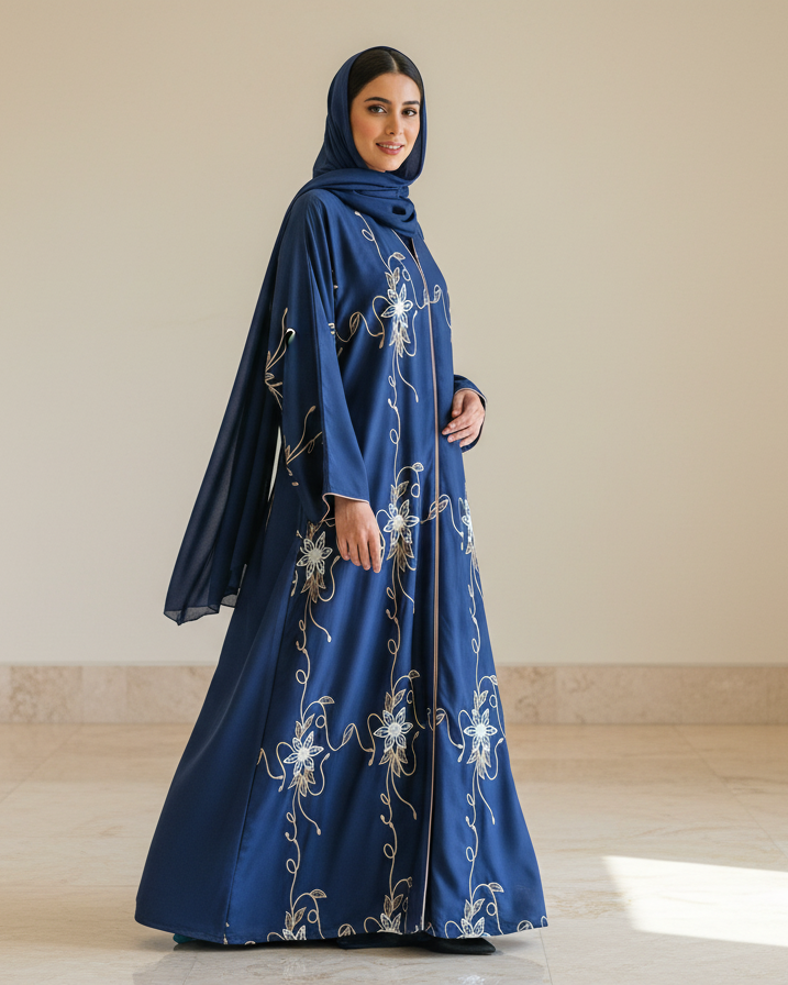 Wizard Blue Abaya - Luxury Dubai Everyday Wear