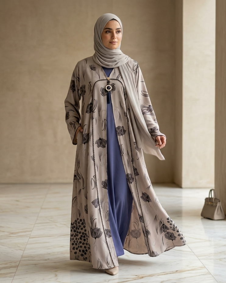 Tangled Web Color Abaya - Luxury Dubai Everyday Wear