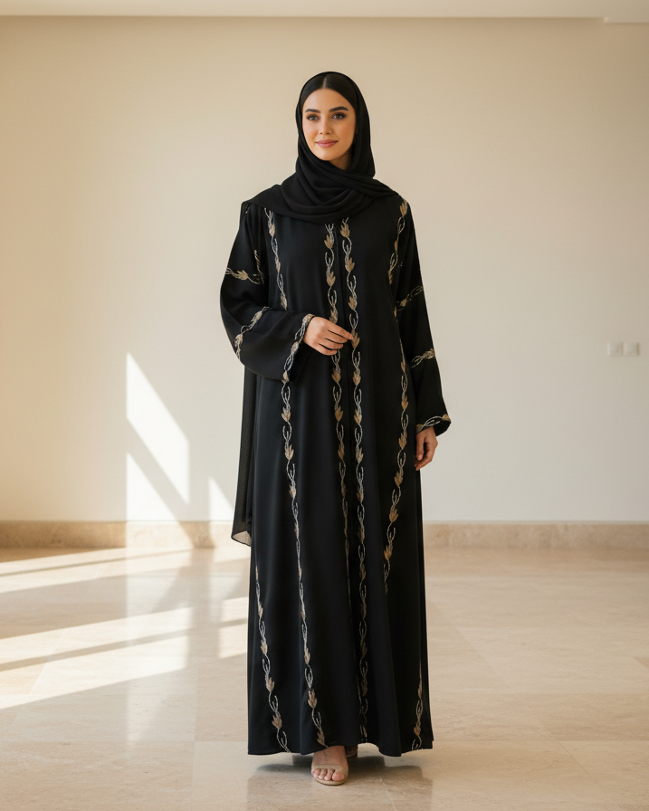 Medieval Blue Abaya - Luxury Dubai Everyday Wear