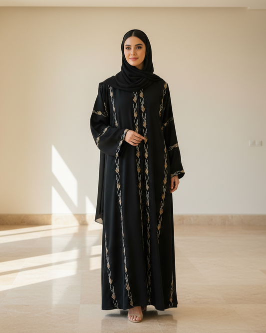 Medieval Blue Abaya - Luxury Dubai Everyday Wear