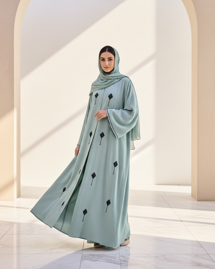 Mont Blanc Color Abaya - Luxury Dubai Everyday Wear