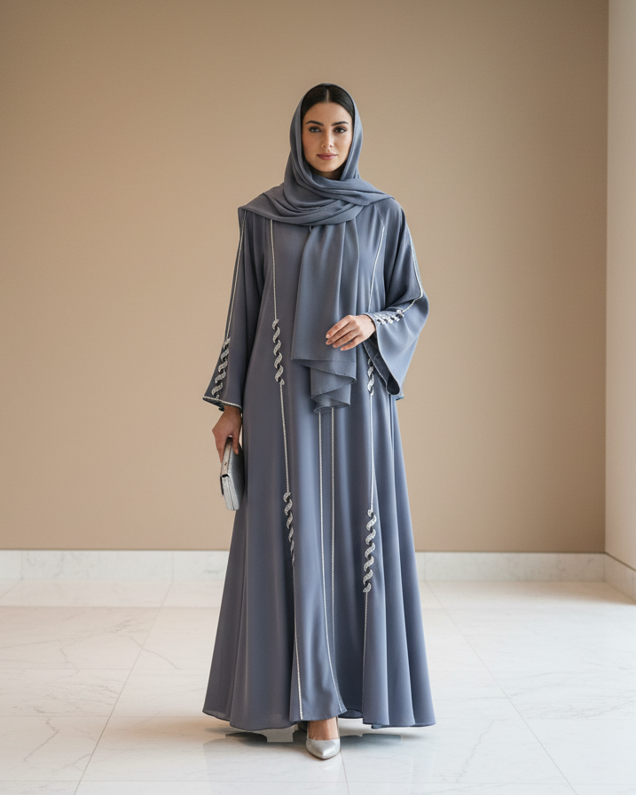 Galactic Gossamer Color Abaya - Luxury Dubai Everyday Wear