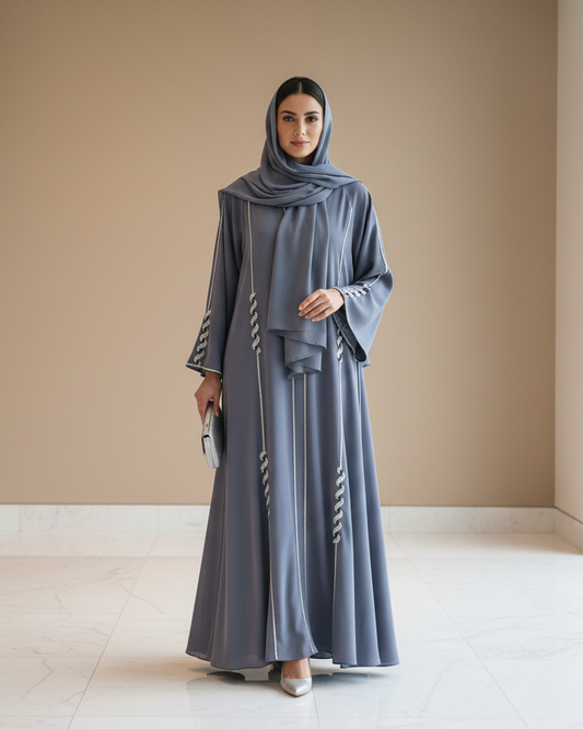 Galactic Gossamer Color Abaya - Luxury Dubai Everyday Wear