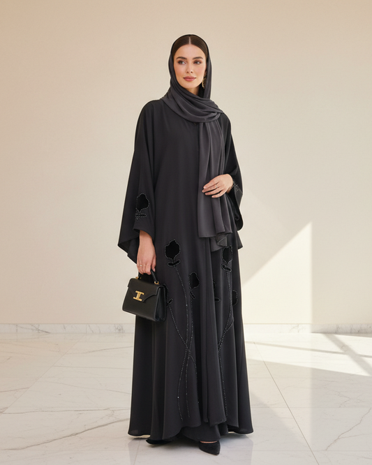 Stormy Horizon Color Abaya - Luxury Dubai Everyday Wear