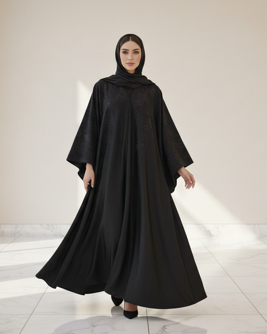 Midnight Shadow Black Abaya - Luxury Dubai Everyday Wear