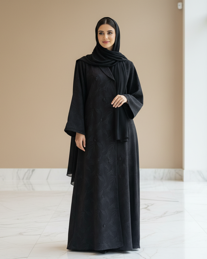 Midnight Shadow Blue Abaya - Luxury Dubai Everyday Wear