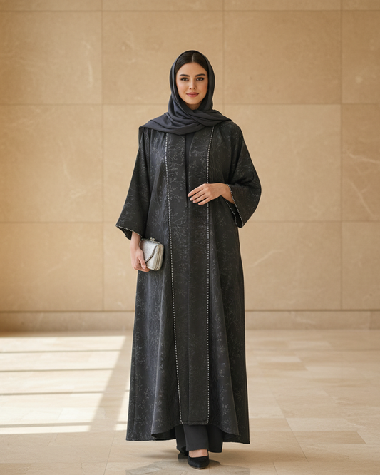 Silverfish Color Abaya - Luxury Dubai Everyday Wear