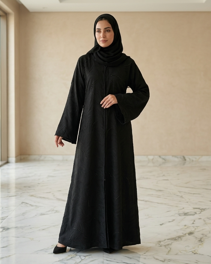 Black Orchid Abaya - Luxury Dubai Everyday Wear