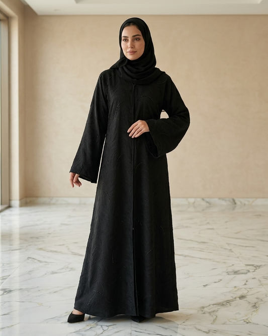 Black Orchid Abaya - Luxury Dubai Everyday Wear