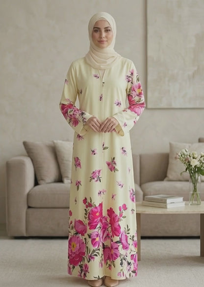 Floral Print Premium Tiktalk Abaya Set with Matching Sheila