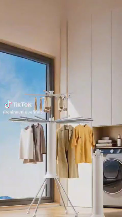 رف تجفيف الملابس ثلاثي القوائم | رف داخلي قابل للطي ومتين للاستخدام الداخلي 