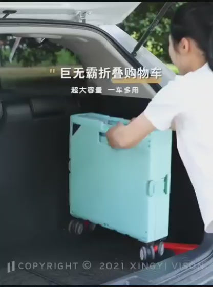 عربة تسوق قابلة للطي مع غطاء، سعة 40 كجم عالية التحمل 