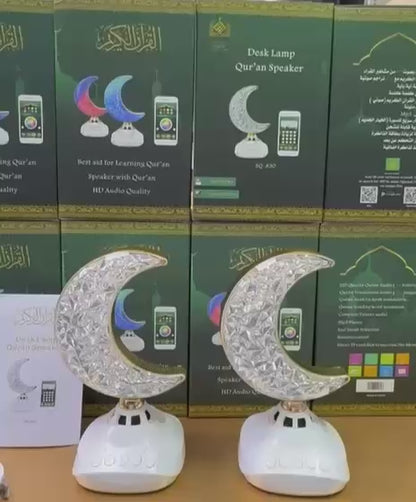 Crescent Moon Desk Lamp Quran Speaker - Multicolor LED Night Light with Bluetooth & Remote Control