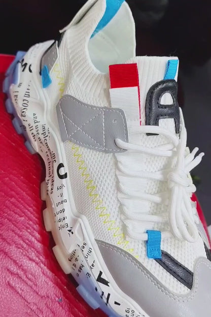 Men's Comfort Casual Platform Graffiti Sneakers | Mesh Breathable Chunky Sneakers