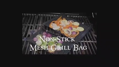Reusable Non-Stick BBQ Mesh Grilling Bags with Snap Closures - Heat Resistant Outdoor Barbecue Accessories