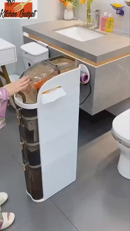 Slim Bathroom Storage Cabinet with 4 Tiers