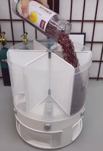 6 Compartment Rotating Grain Storage Container & Rice Container