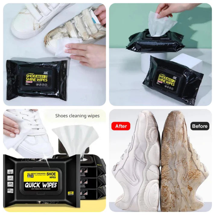 Disposable Shoe Cleaning Wipes | Quick Shine Clean Wet Wipes (30 Wipes In 1 Packet)