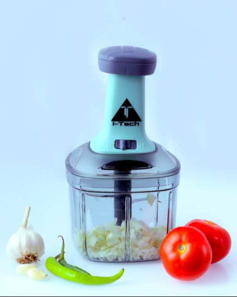 Itech by I-TECH Square Push Chopper 900ml, Steel Large Manual Hand-Press Vegetable & Fruit Chopper-KYAMSTORE