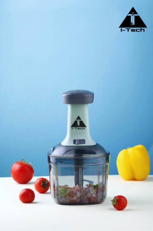 Itech by I-TECH Square Push Chopper 900ml, Steel Large Manual Hand-Press Vegetable & Fruit Chopper-KYAMSTORE